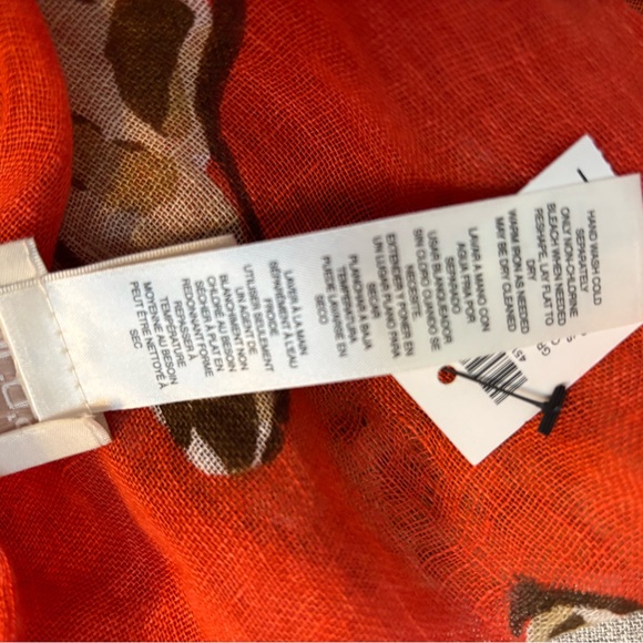 NWT Chico’s Gracie Giraffe Linen Scarf with Tassels- Brown & Orange - one size - Picture 4 of 5